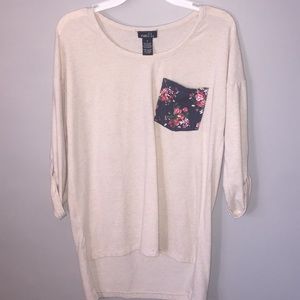 Cream and Floral Pocket Shirt